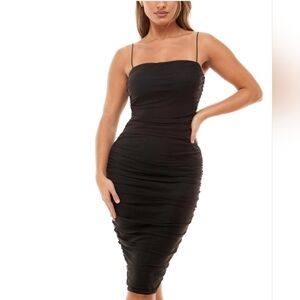 B Darlin Womens Sleeveless Mesh Ruched Tube Dress Black Size Small